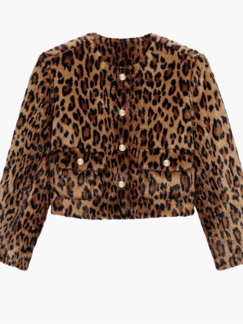 Maje faux fur Grand Leopard cheetah print jacket cropped coat NWT